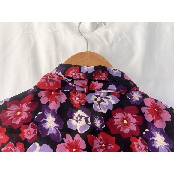 VTG Hillard & Hanson Sleeveless Floral Blouse Size Large Tie Neck Retro Garden - Picture 5 of 6